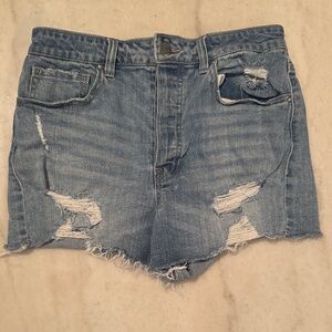 Casual Blue Distressed Jean Shorts